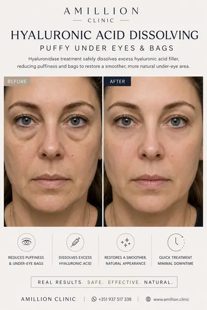 Hyaluronic Acid Dissolving - Puffy under-eyes and bags: before and after treatment guide