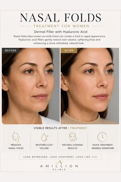 Nasal Folds - Dermal filler with hyaluronic acid: before and after treatment guide